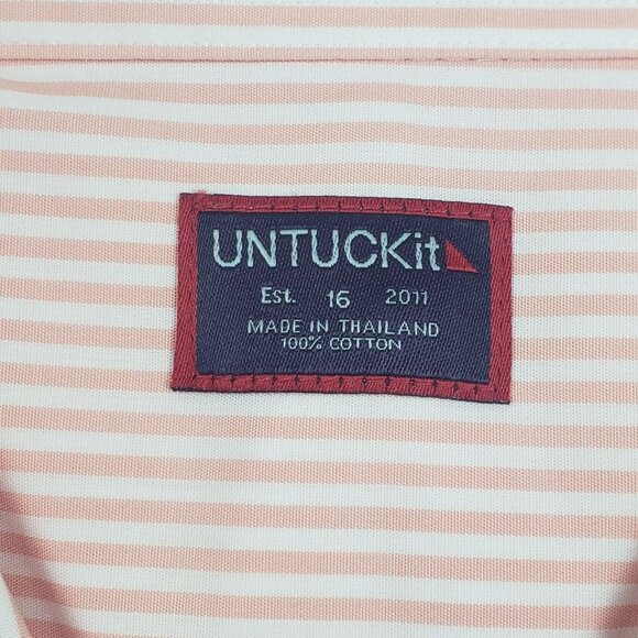 UNTUCKit Marsanne-Peach Shirt Women's 16 Peach & White Stripe LS Casual Elegance - Picture 2 of 16